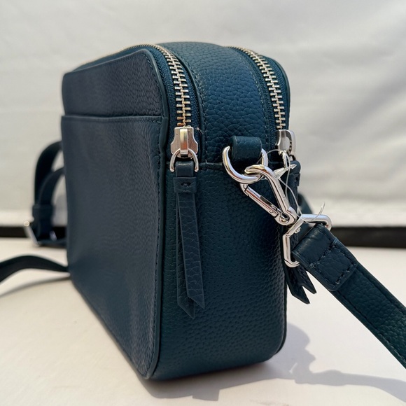 Vera Bradley Pebbled Leather Double Zip Mini Crossbody Teal Blue New With Tags - Picture 6 of 11